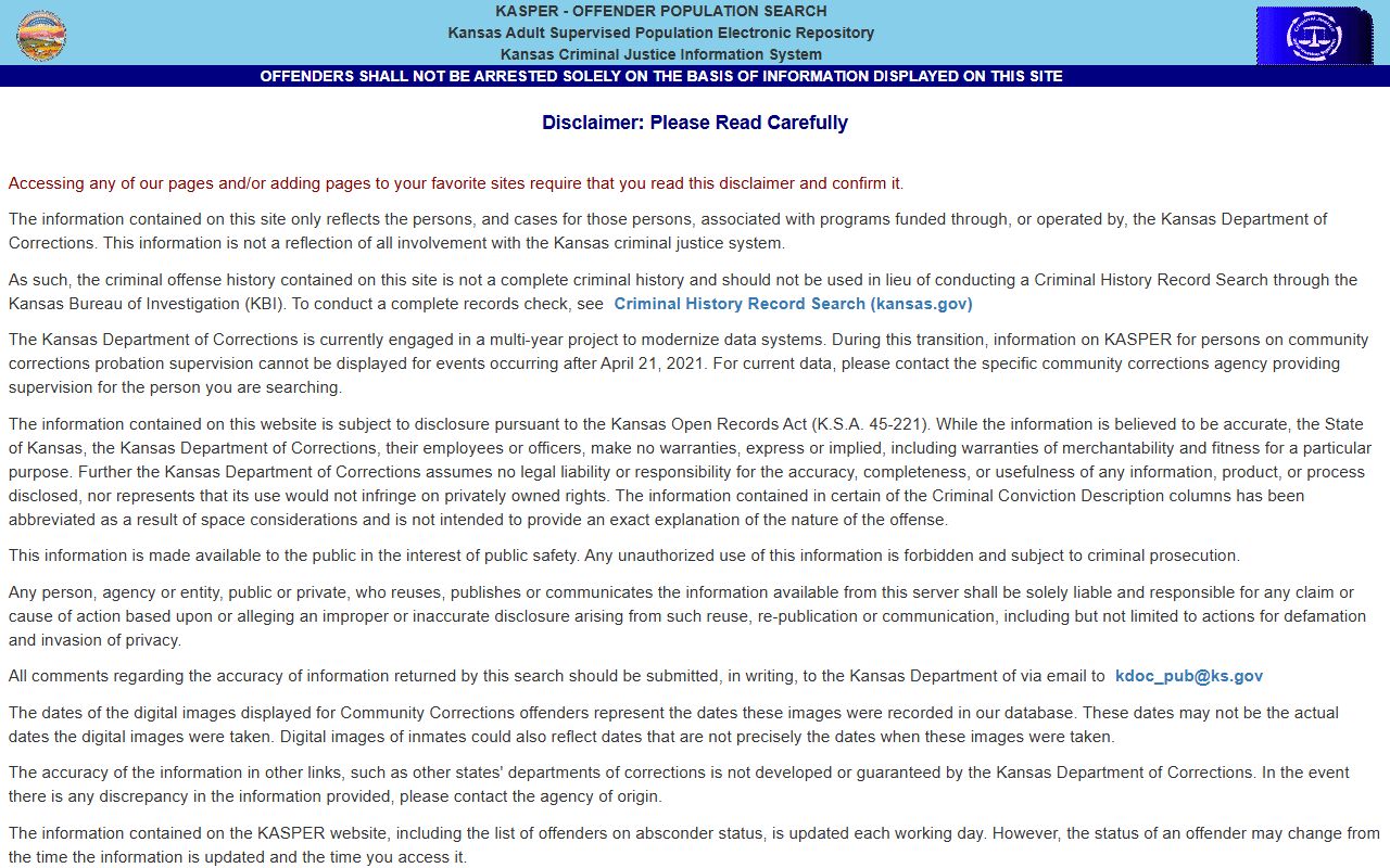 Gove County inmate population KDOC KASPER sentenced inmate search